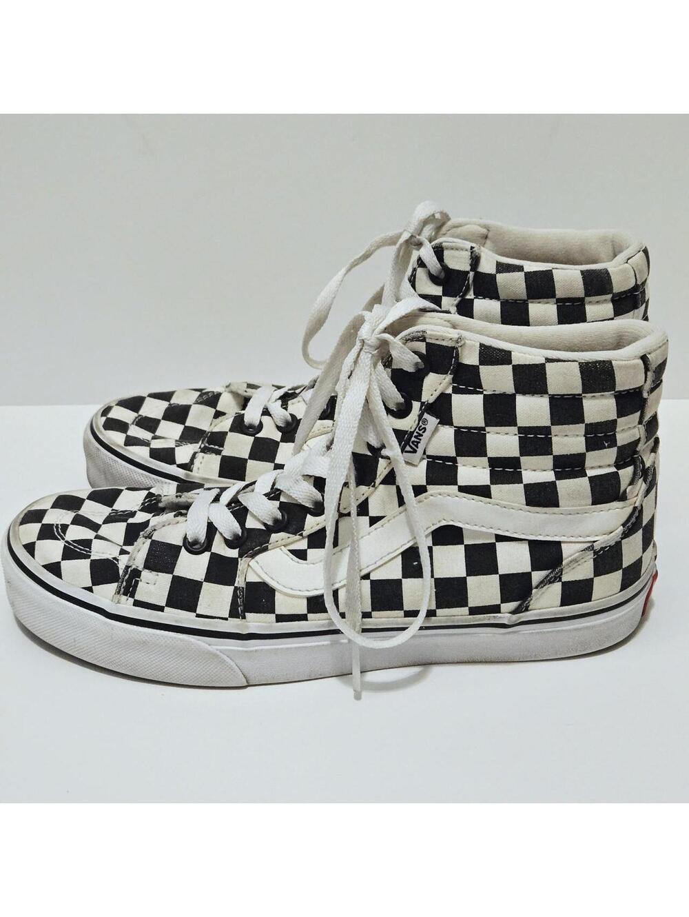 Vans Women's 7.5 High Tops Black and White Checkered